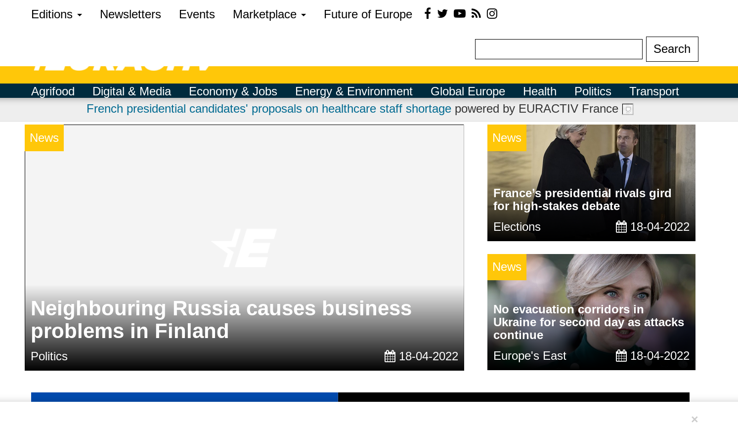 Showing how a fixed Euractiv site looks like