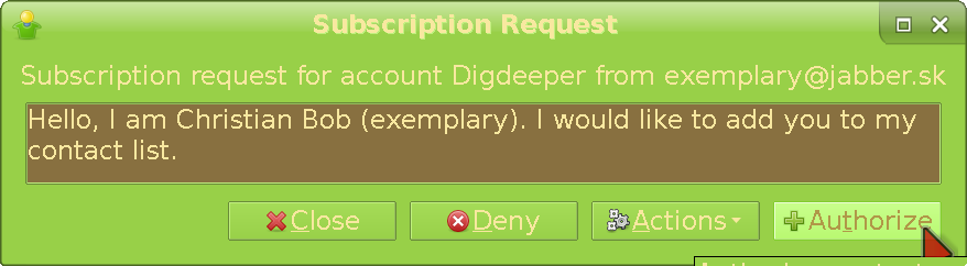 How the subscription request looks like from your friend's side