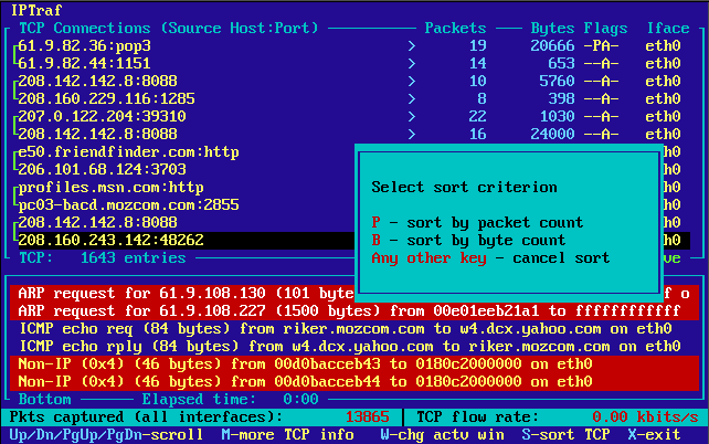 Screenshot of IPtraf