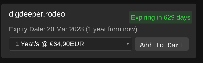 Buy page for domains exposes the real price, but also lies about the expiration date