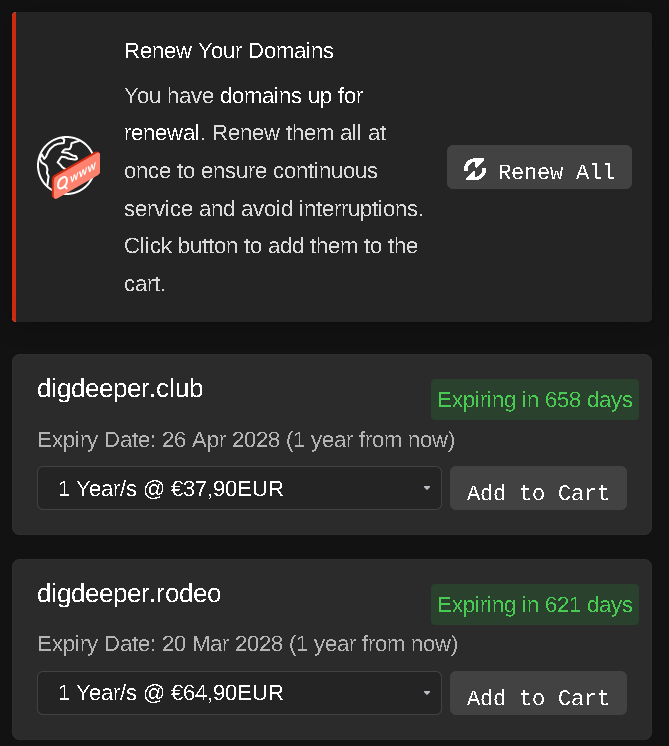 Attempting to renew domains after already transfering them to njalla