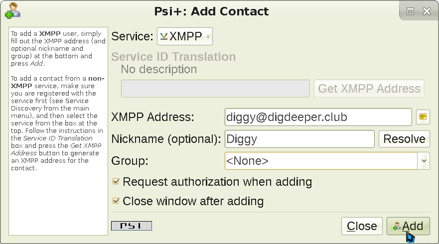 Psi finalizing contact addition